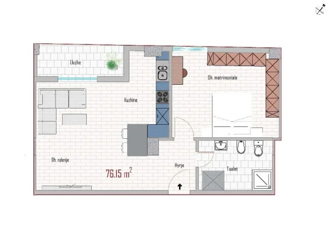 Tirane, shitet apartament 1+1 Kati 5, 84 m² 92.543 € (Paskuqan)