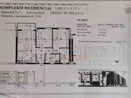 Tirane, shitet apartament 2+1 Kati 3, 107 m² 250.000 € 