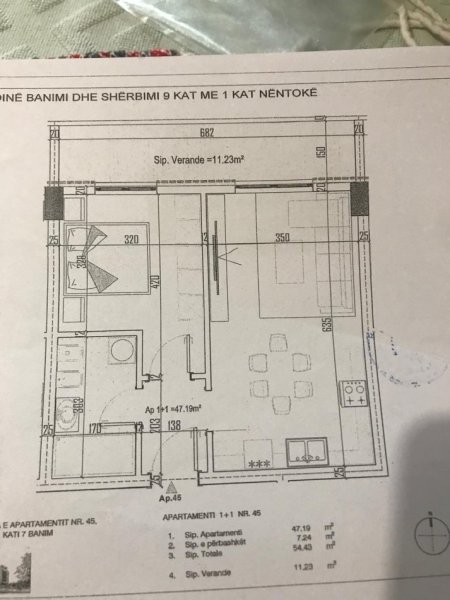 Tirane, shitet apartament 1+1 Kati 7, 47 m² 73.000 € Paskuqan