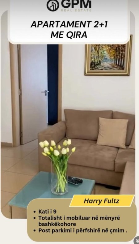 Tirane, jepet me qera apartament 2+1 t5ek kompleksi Prestigj  ,kati 9, 600 €