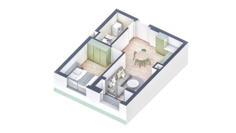 Tirane, shitet apartament 1+1 Kati 4, 60 m² 95.000 € (Kompleksi Kaimi)