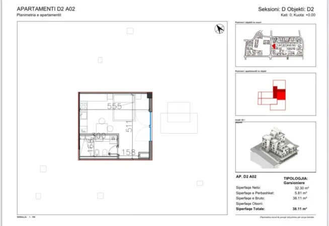 Vlore, shitet garsonier Kati 0, 38 m² 106.700 € (Dhermi)