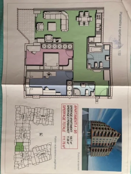 Tirane, shes apartament 2+1+Ballkon Kati 5, 112 m² 150.000 € (Loni Ligori)