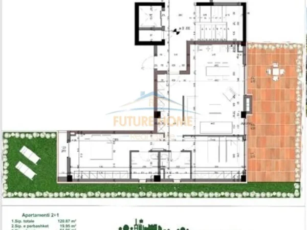 Tirane, shitet apartament 2+1+Ballkon Kati 0, 121 m² 330.000 € (Rezidenca Tulipan, TEG, Post Parkimi ne cmim)