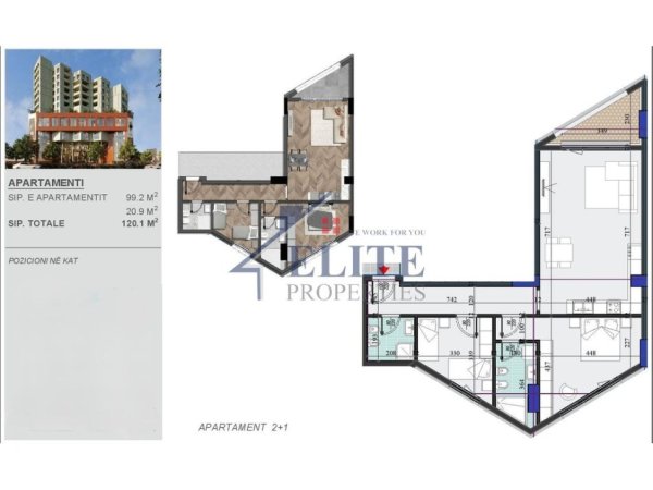 Tirane, shitet apartament 2+1+Ballkon Kati 12, 120 m² 215.000 € (Rruga Dritan Hoxha)