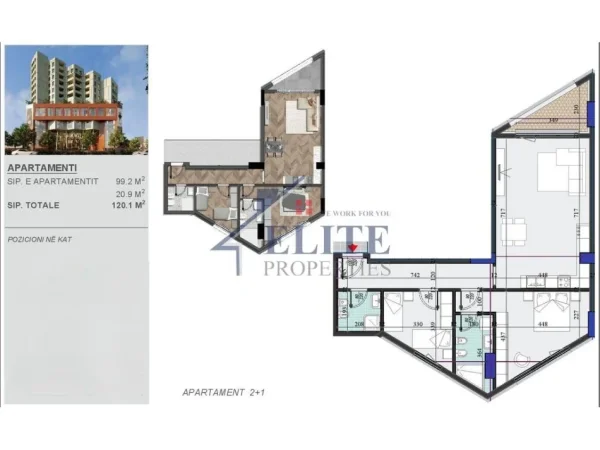Tirane, shitet apartament 2+1+Ballkon Kati 12, 120 m² 215.000 € (Rruga Dritan Hoxha)