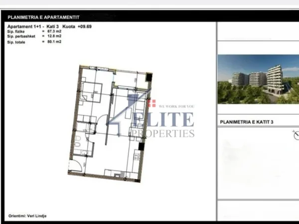 Tirane, shitet apartament 1+1+Ballkon Kati 3, 80 m² 96.120 € (Aluna Complex)