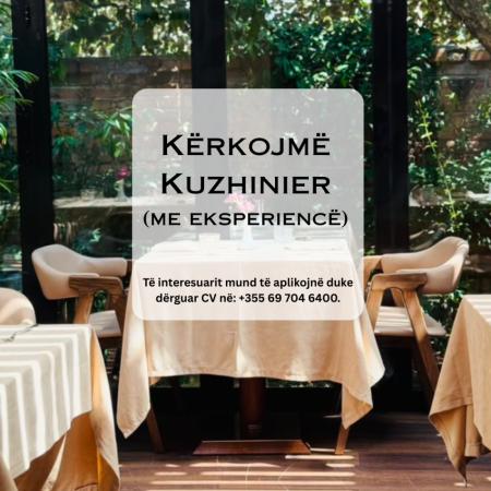Tirane, ofrohet vend pune : Kuzhinier