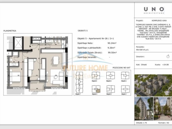 Tirane, shitet apartament 2+1 Kati 7, 100 m² 126.700 € (Rruga 5 Maji)