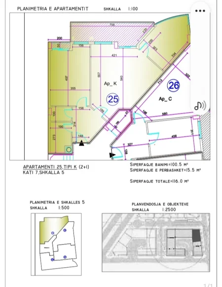 Tirane, shitet apartament 2+1 Kati 7, 123.000 € 