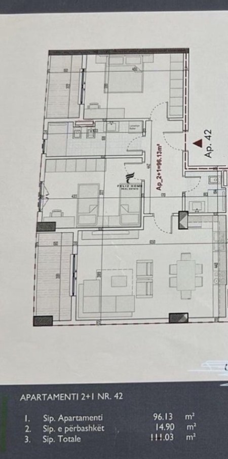 Tirane, shitet apartament 2+1 Kati 5, 111 m² 115.000 € (PASKUQAN)