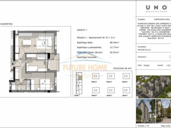 Tirane, shitet apartament 2+1+Ballkon Kati 10, 93 m² (5 Maji)