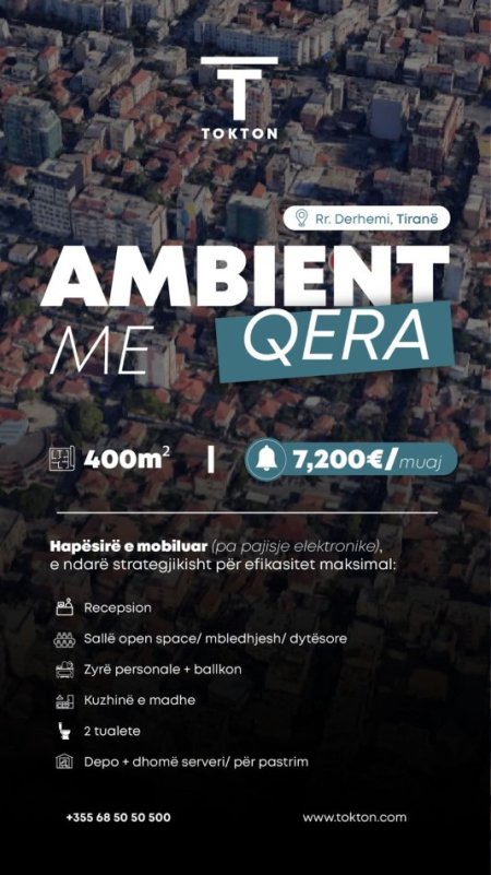 Tirane, jepet me qera ambjent biznesi Kati 1, 400 m² 7.200 € (Rruga Derhemi,Shkolla Kuqe)