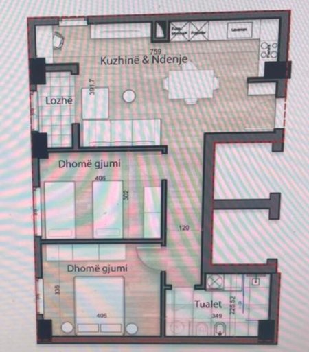 Tirane, shitet apartament 2+1 Kati 8,në PORCELAN PAGESA ME 2 KESTE . SIP 98 m² çmimi : 144.500 €
