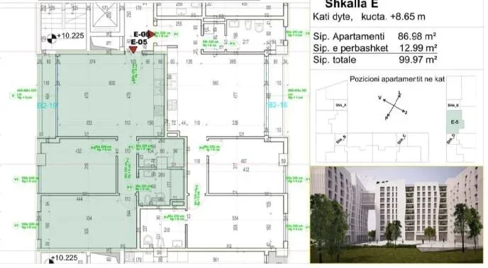 Shitet Apartamenti 2+1 ne Porcelan ne Afersi te Televizionit Klan,  PA KREDI  159.952 €uro