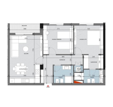 Tirane, shitet apartament 2+1+Ballkon Kati 4, 106 m² (Paskuqan)