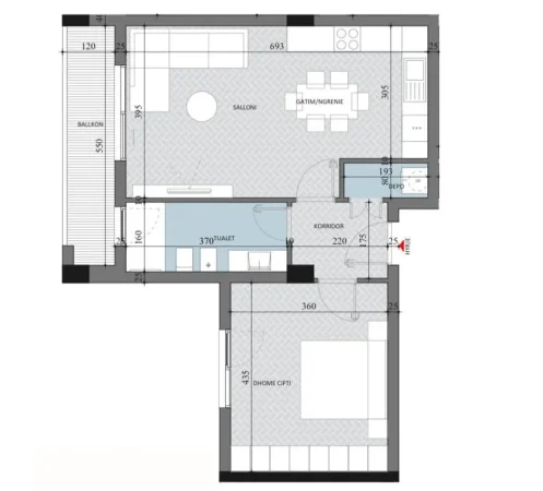 Tirane, shitet apartament 1+1+Ballkon , 78 m² (Paskuqan)
