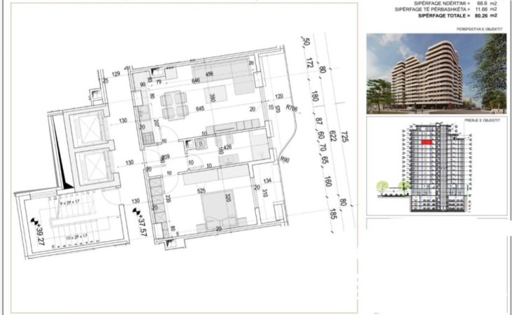 Tirane, shitet apartament 1+1 Kati 11, 80 m² 210.000 € (Corner Residence, Bulevardi Gjergj Fishta)