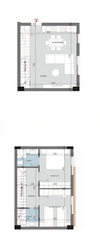 Tirane, shitet apartament duplex 2+1+Ballkon Kati 0, 95 m² 90.750 € (Paskuqan)