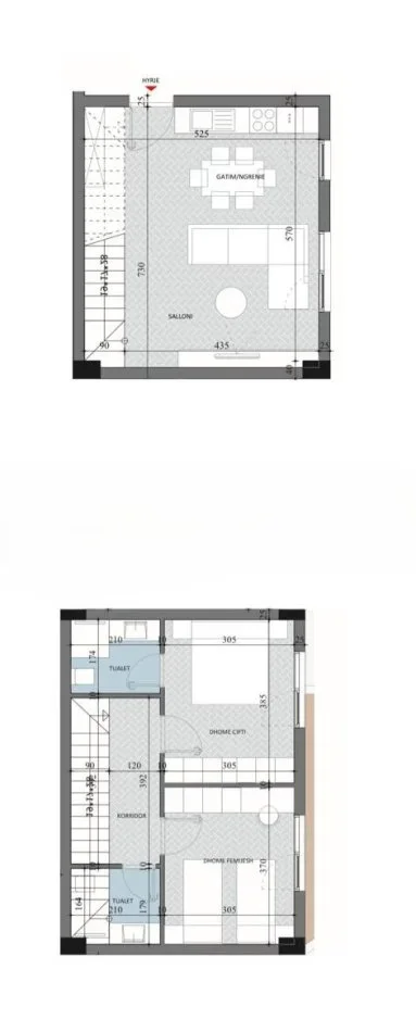 Tirane, shitet apartament duplex 2+1+Ballkon Kati 0, 95 m² 90.750 € (Paskuqan)
