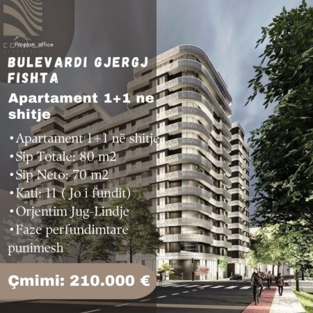 Tirane, shes apartament 1+1 Kati 7, 80 m² 210.000 € (BULEVARDI GJERGJ FISHTA)