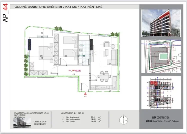 Tirane, shitet apartament 2+1 , 100 m² 120.792 € (Paskuqan)