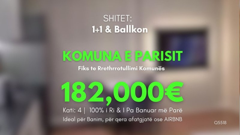 SHITET: Apt Luxury 1+1 & Ballko (📍Komuna Parisit - Rrethrrotullimi Komunës ) 182,000€ ||💫 INVESTIM MBI 20,000€