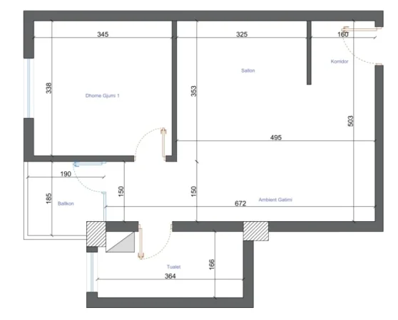 Tirane, shitet apartament 1+1+Ballkon Kati 4, 65 m² 182.000 € (Komuna e parisit)