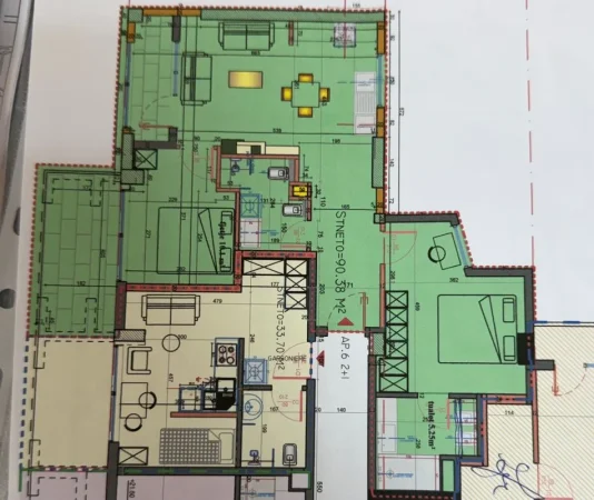 Tirane, shitet apartament 2+1+Ballkon Kati 6, 105 m² (Pazari i ri)