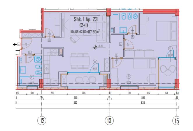 Tirane, shitet apartament 2+1+Ballkon Kati 2, 118 m² 188.800 € (Akses Tirana,Ish Dogana)