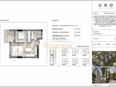 Tirane, shitet apartament 2+1 Kati 3, 89 m² 134.740 € 