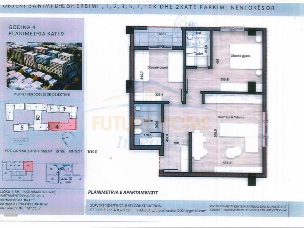 Tirane, shitet apartament 2+1 Kati 9, 103 m² 155.000 € (Porcelan, Splendor Residence)