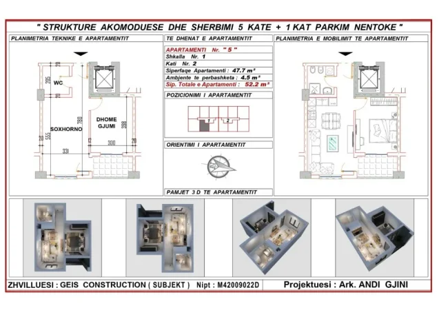 Durres, shitet apartament 1+1+Ballkon Kati 1, 52 m² 57.400 € (golem)