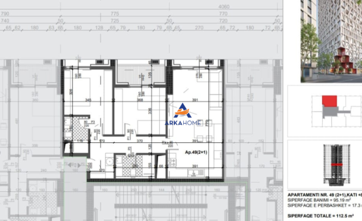 Tirane, shitet apartament 2+1+Ballkon Kati 8, 112 m² 247.500 € 