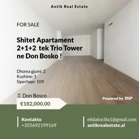 Tirane, shitet apartament 2+1+Ballkon Kati 3, 109 m² 182.000 € (trio tower)