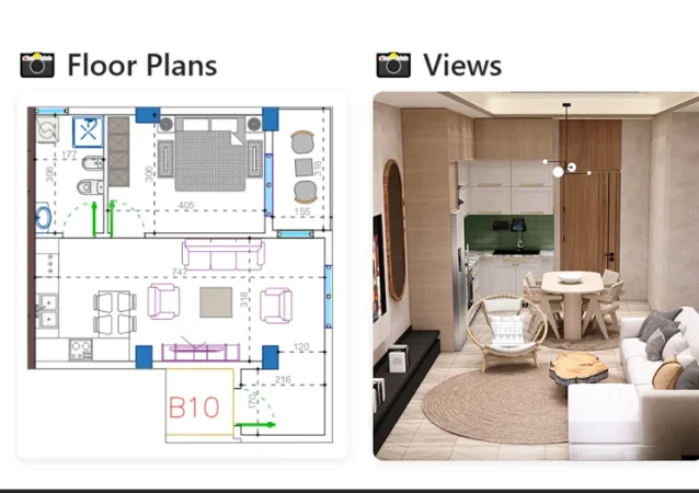 Golem, shes apartament 1+1+Ballkon Kati 3, 64 m² 77.400 € (Oriental Residence 2)