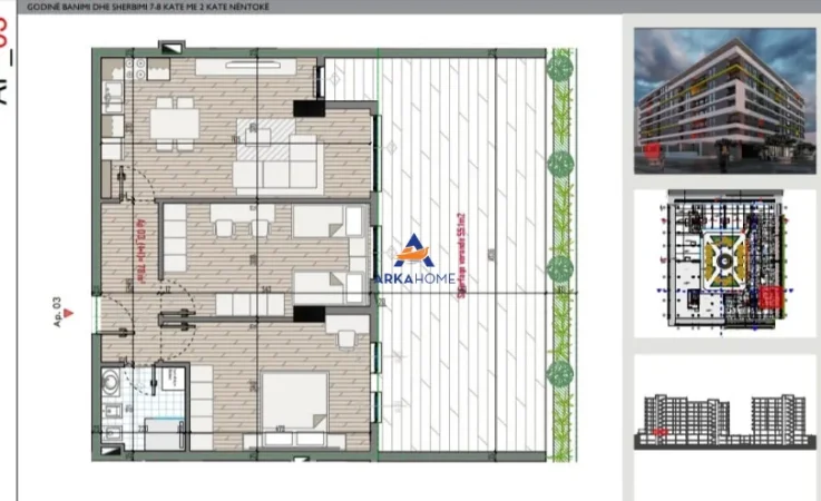 shitet apartament 2+1+Ballkon Kati 1, 91 m² 135.000 €