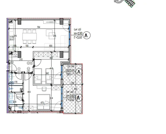 Tirane, shes apartament 2+1+Ballkon Kati 6, 128 m² 232.000 € (Rezidenca Kodra e Diellit 2)