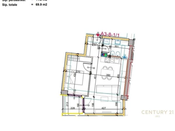 Tirane, shitet apartament 1+1 Kati 8, 70 m² 79.000 € (Rezidenca Aluna)