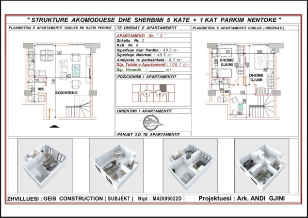 Durres, shitet apartament duplex 2+1+Ballkon Kati 1, 108 m² 108.700 € 