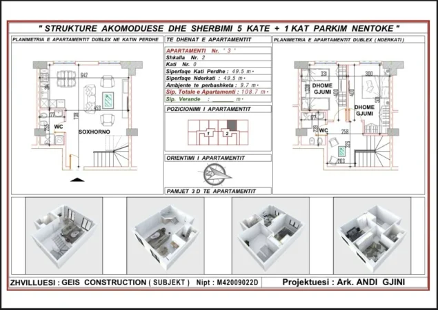Durres, shitet apartament duplex 2+1+Ballkon Kati 1, 108 m² 108.700 € 