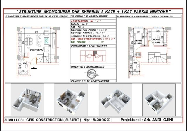 Durres, shitet apartament duplex 2+1+Ballkon Kati 1, 100 m² 100.300 € 