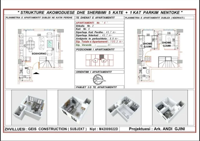 Durres, shitet apartament duplex 2+1+Ballkon Kati 1, 100 m² 100.300 € 
