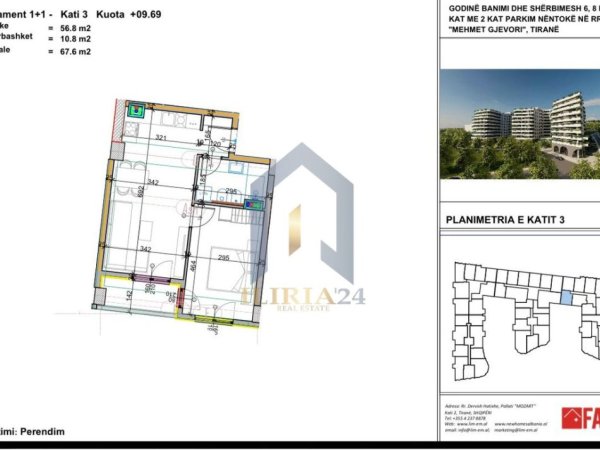 Tirane, shitet apartament 1+1+Ballkon Kati 3, 68 m² 75.000 € (Paskuqan KOMPLEKSI ALUNA PAMJE NGA BULEVARDI)