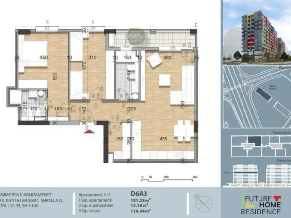 Tirane, shes apartament 2+1+Aneks+Ballkon Kati 6, 114 m² 250.000 € (Future Home Residence)