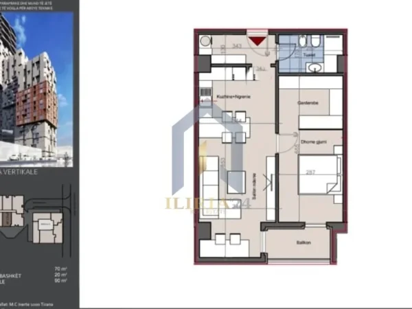 Tirane, shitet apartament 1+1+Ballkon Kati 11, 90 m² 225.000 € (21 DHJETORI HORA VERTIKALE)