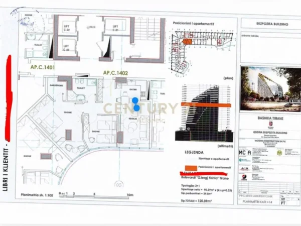 Tirane, shes apartament 2+1+Aneks+Ballkon Kati 14, 120 m² 432.324 € 