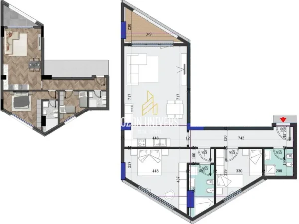Tirane, shitet apartament 2+1+Ballkon Kati 8, 120 m² 198.165 € (Colonnade Residence, Zogu i Zi Tirana, Albania)