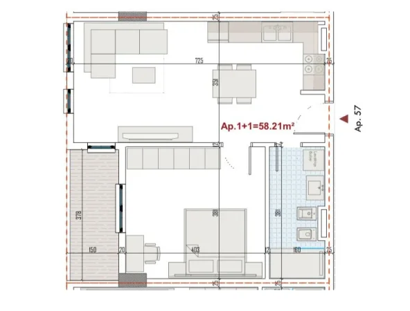 Tirane, shitet apartament 1+1 Kati 6, 67 m² 80.676 € (Paskuqan)