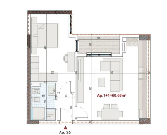 Tirane, shitet apartament 1+1 Kati 6, 70 m² 84.072 € (Paskuqan)